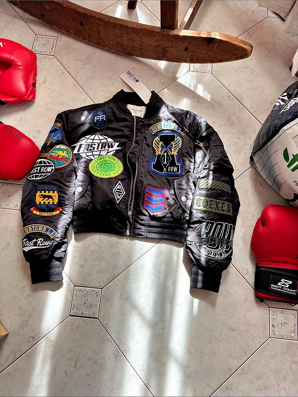First Row Coexist Multi Patches MA-1 Jacket Women's Black